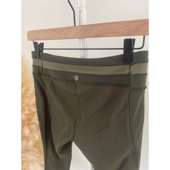 Lululemon Give Me Qi Crop Leggings Green Stripe Size 6 - Picture 10 of 11